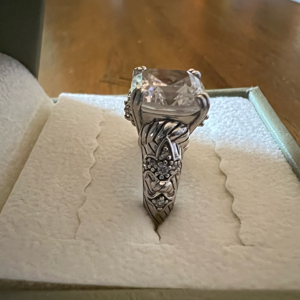 Judith Ripka Asscher Cut Diamonique CZ Ring Size 6 - Picture 5 of 12